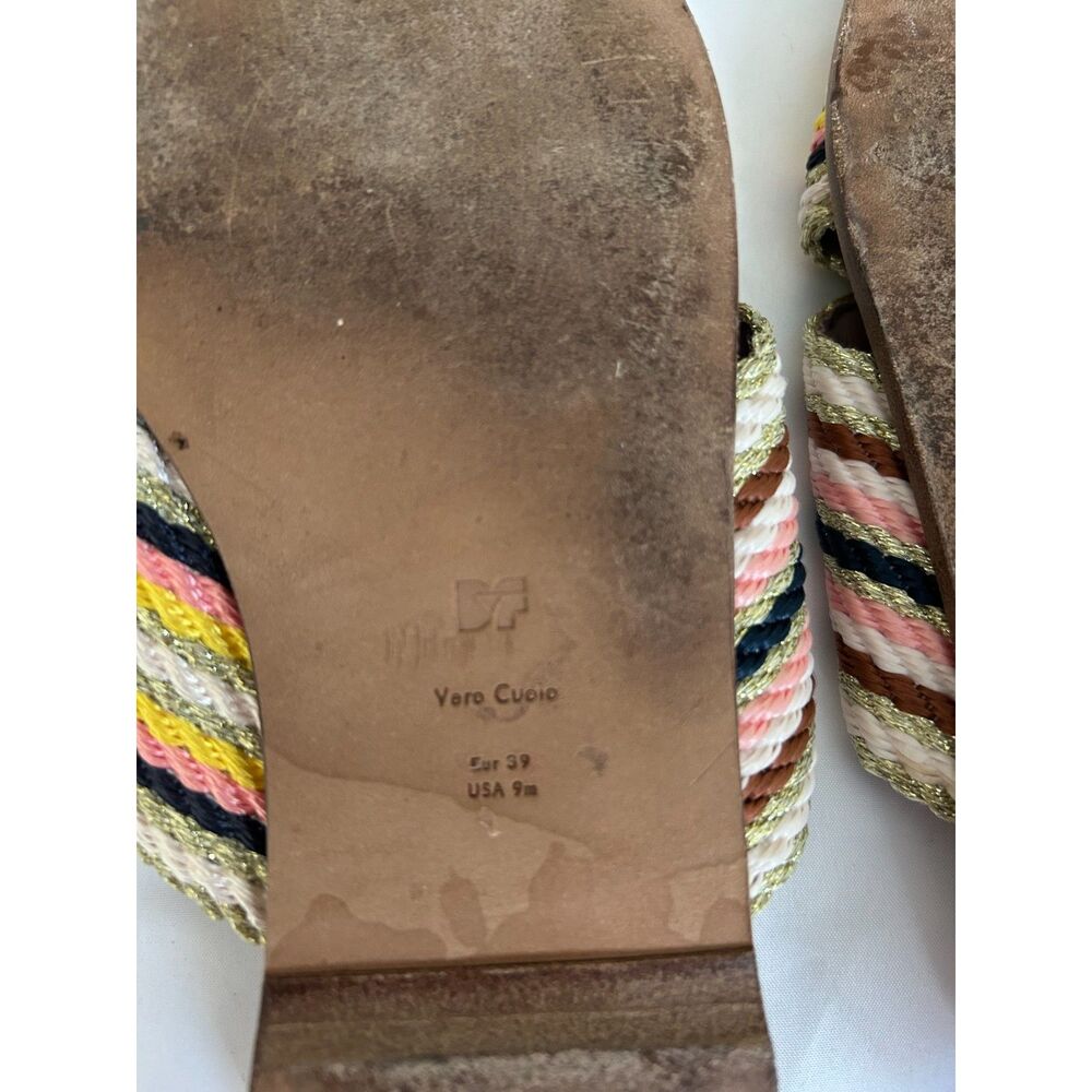 Diane von Furstenberg DVF Woven Fabric Criss Cross Slide Sandals Size 9 US - Picture 5 of 6